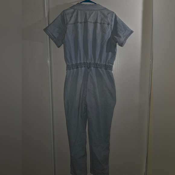 Celebrity Pink Light Blue Denim Jumpsuit - Picture 6 of 6